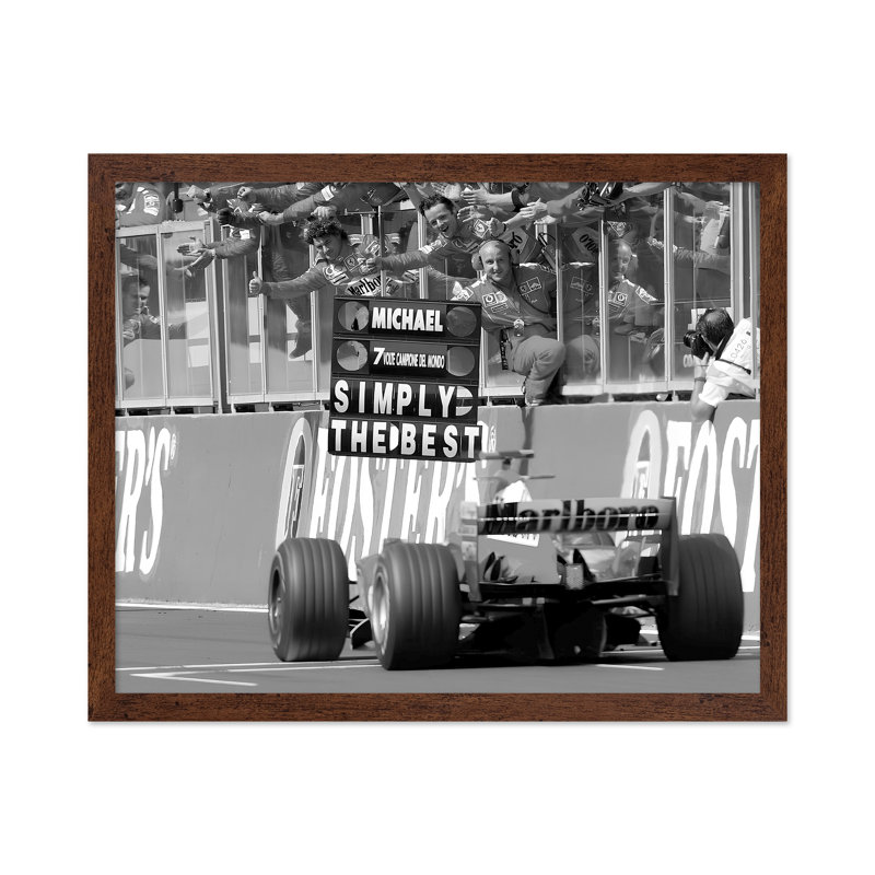 Car Racing sur circuit, Poster, 16"H x 20"W, Brown Framed