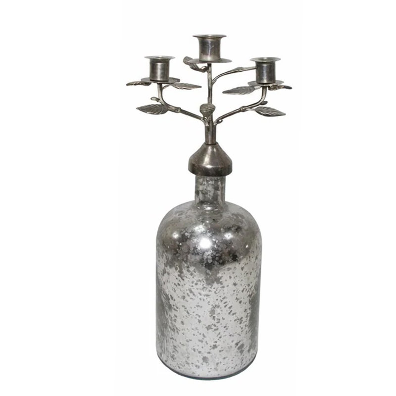Candélabre de table décoratif, 3 accoudoirs en fer, hauteur de 16 pouces avec base en verre