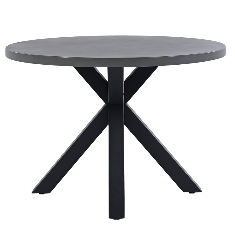 Saxon Outdoor Round Dining Table, Gray