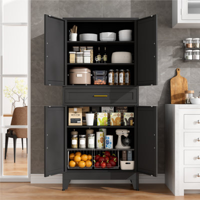 71" Tall Pantry Storage Cabinet With Drawer And Adjustable Shelves by Gracie Oaks