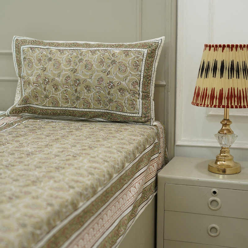 Fabdivine Pure Cotton Bedsheet Set – Handmade Bedsheet with Matching Pillow Covers – Premium Bedding, Saraswati.