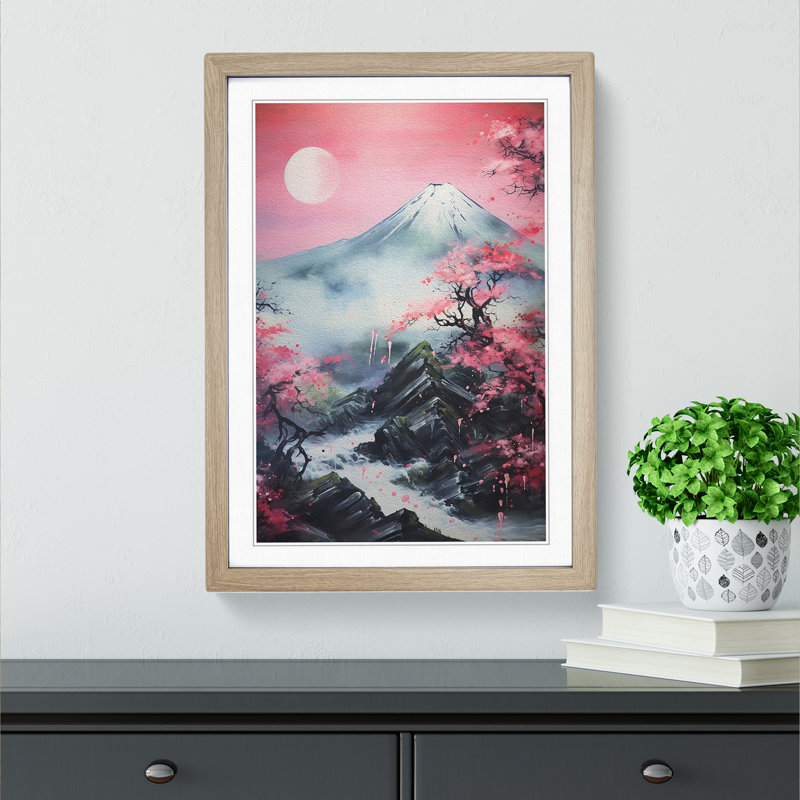 Japanese Mountains Abstract - Framed Print, Oak Framed, 46cm H x 34cm W x 2cm D
