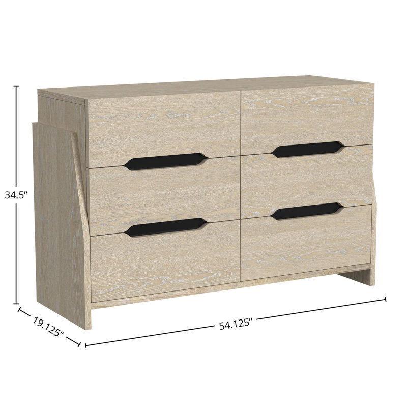 Commode 6 tiroirs Itsumi, Crème