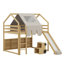 Lit mezzanine avec structure en forme de maison et tente-107262533-107262535