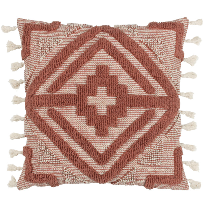 Geometric Square Throw Pillow Cover, Brick