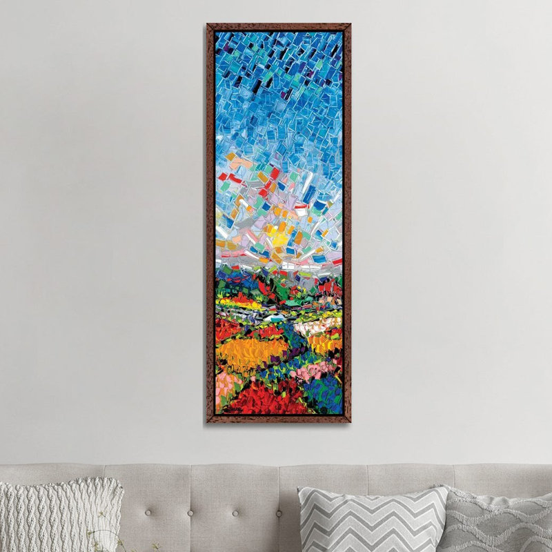 Glorious Fields by Joachim Mcmillan - Panoramic Painting on Canvas, 152.4cm H x 50.8cm W x 3.81cm D, Brown Framed
