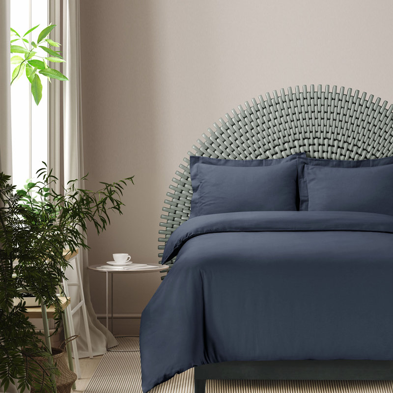 Flannel Duvet Cover, King Duvet Cover + 2 Shams, Navy