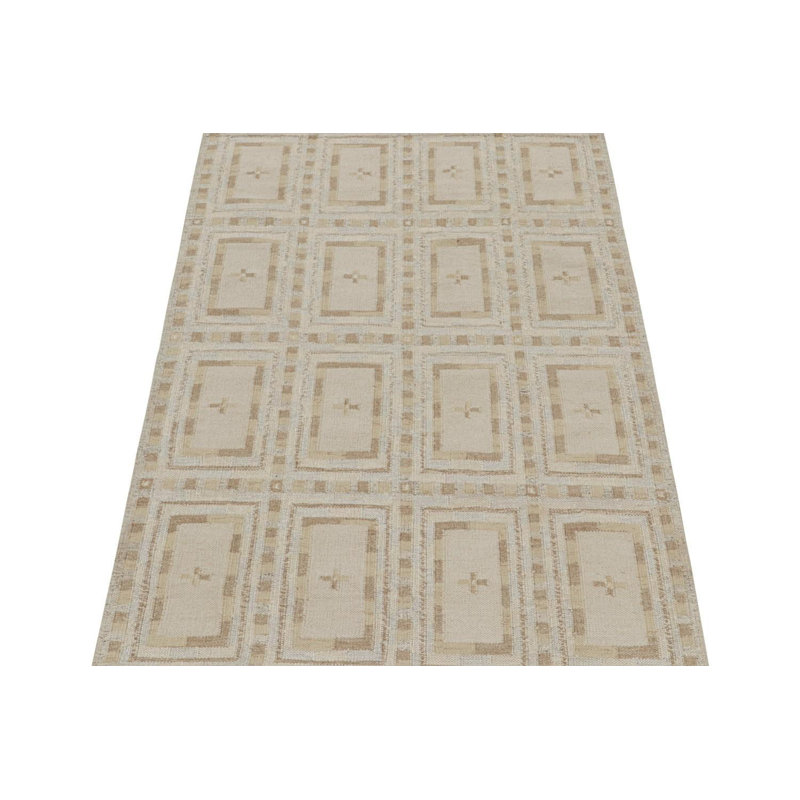 Scandinavian Hand Knotted Wool Geometric Area Rug, Rectangle 9' x 12'