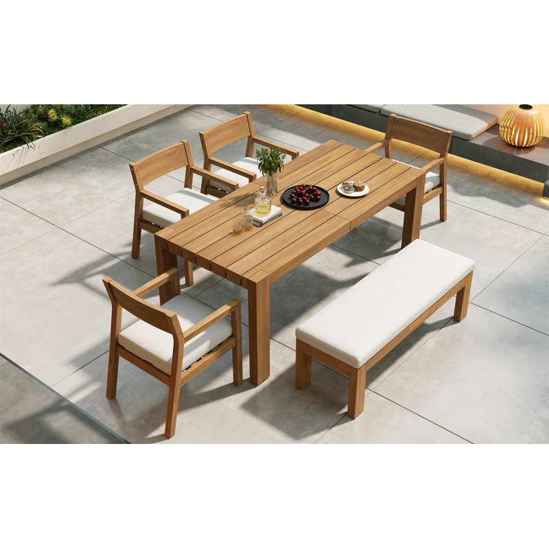 Ensemble de table de salle à manger pour 6 personnes, Light Teak