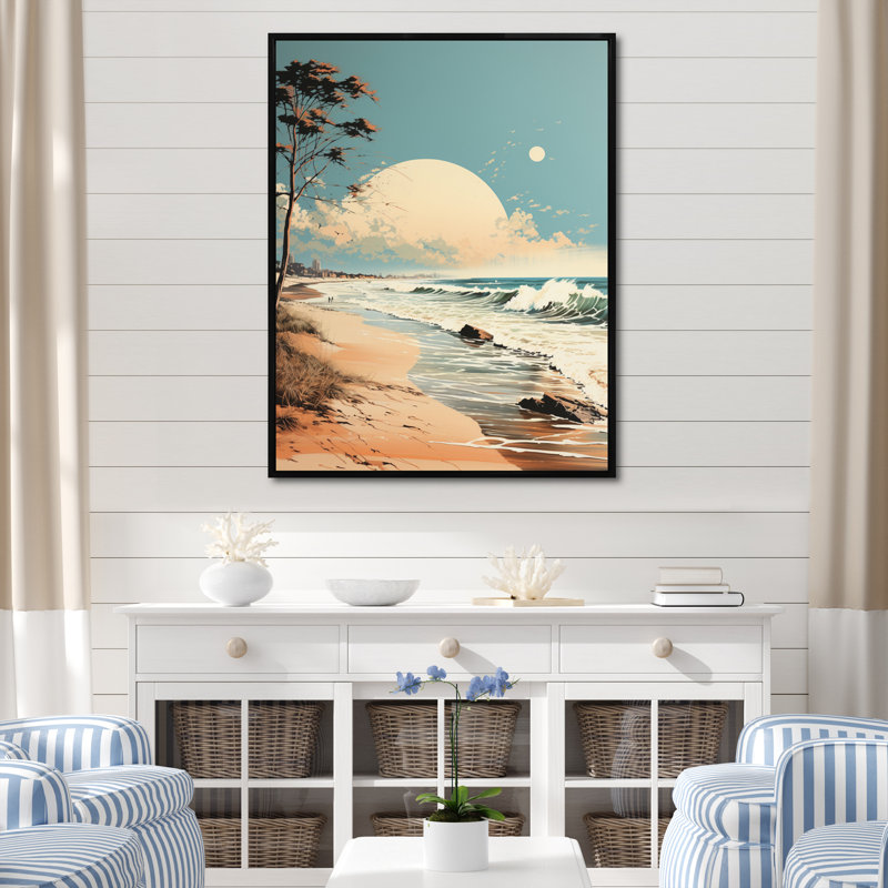 Beachside Whispers I - Nautique et plage, reproduction d'art sur toile, H 20 po x l 12 po x P 1 po, Cadre flottant noir