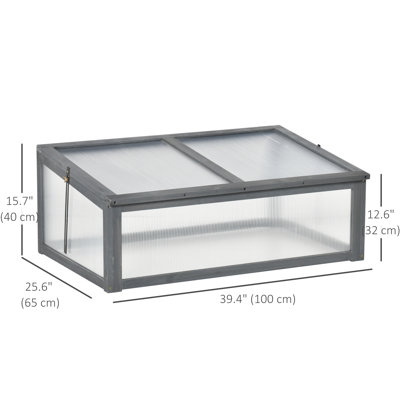 Jardinière portative en bois avec serre froide et jardin intérieur et extérieur, boîte à fleurs terrarium, 39 po x 26 po x 16 po