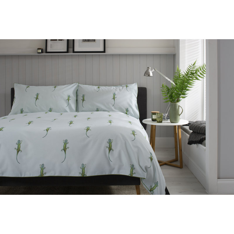 Cotton Block Print Duvet Cover Set with Pillowcases, Double - 2 Standard Pillowcases