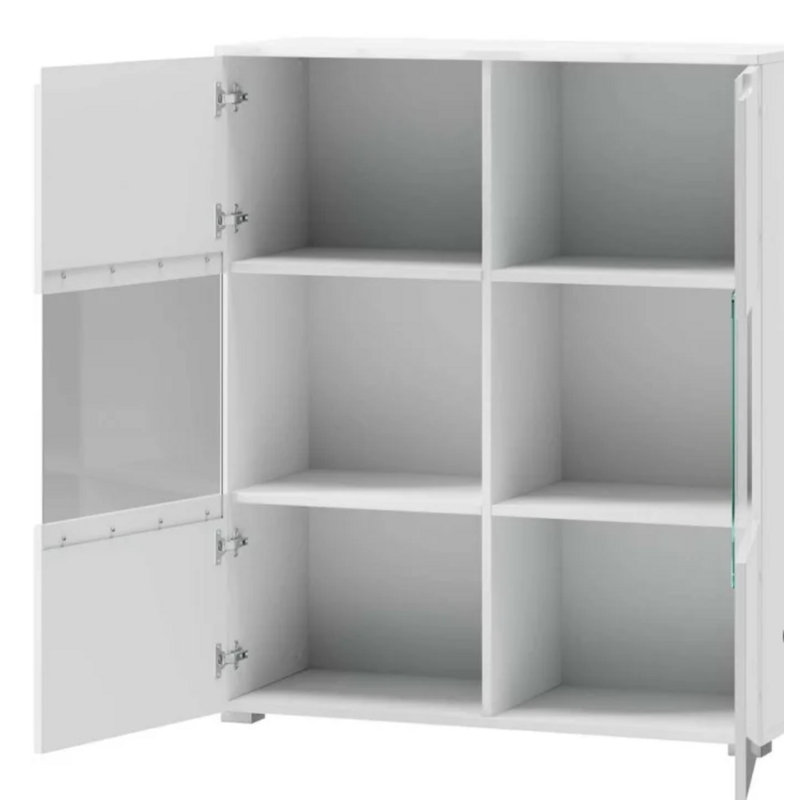 Santorini White Gloss Low 2 Door Display cabinet S27