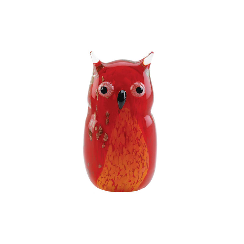 Verre d'art hibou rouge