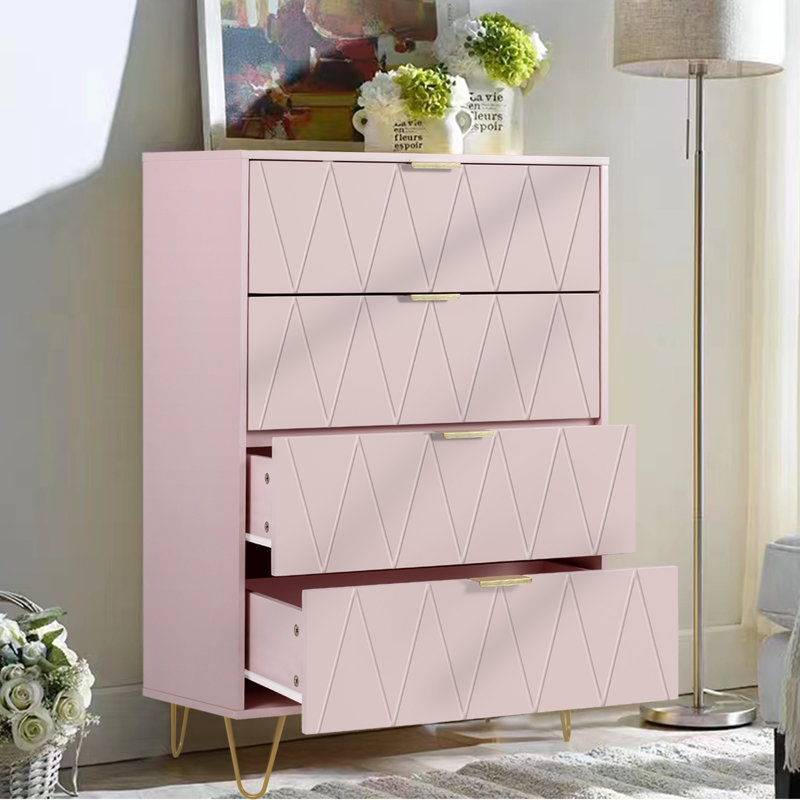 Marable 4 Drawer 23.6" W Chest, Pink