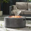 Foyer rond en fer 40 000, alimenté au propane, sans fumée, à allumage rapide, sans assemblage, gris pierre, 32 pouces de large, profond, 13,5 haut, 39,59 lb, électronique-131377581