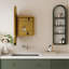 Étagère de salle de bain encastrée ovale 20 po x 34 po avec miroir et tablettes réglables, étagères à pharmacie encadrées en métal doré