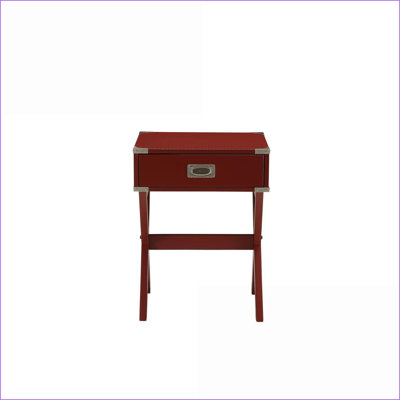 Red Finish Space-Saving Coffee Table with Wooden X Base &amp; Storage Drawer