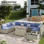 Ensemble de conversation 9 pièces pour patio en rotin avec foyer-1875887117