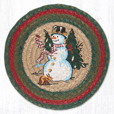  Printed Round Trivet – 10"x10" Braided Jute Hot Pad
