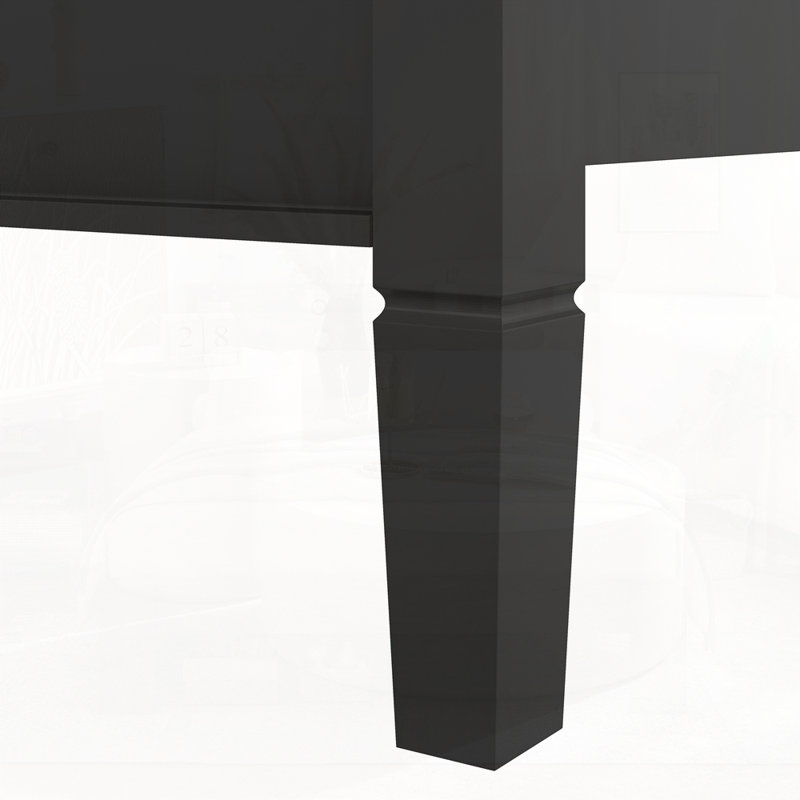 Wooden Canopy Platform Bed with Headboard and Support Legs, Black, King