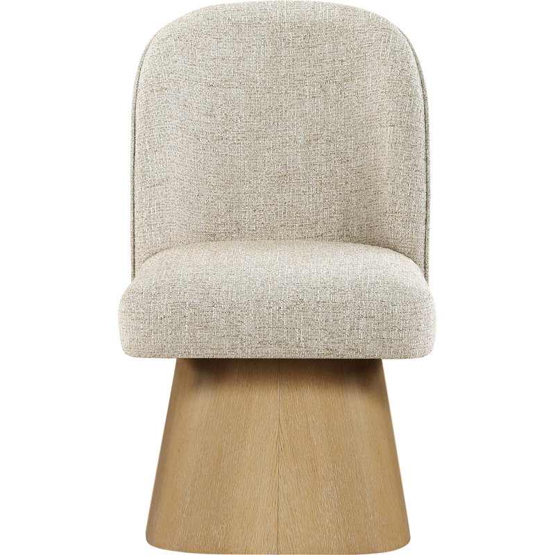 Chaise de salle à manger rembourrée Marlowe Arachne, Beige Linen Textured Fabric, Naturel