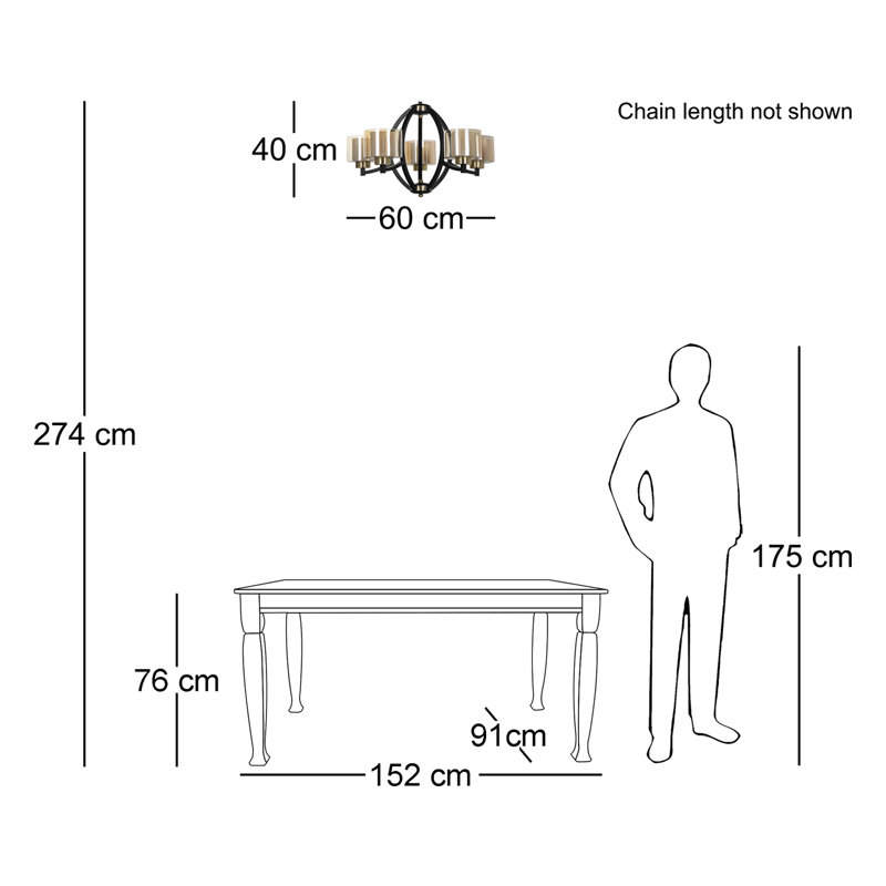 Dalonte 5 - Light Shaded Chandelier, Gold, Black