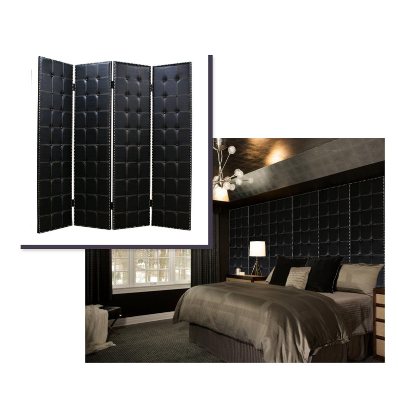 84 X 84 Black Faux Leather Screen 84 X 84 Black Faux Leather Screen