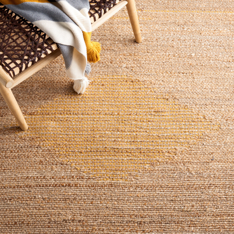 Jackie Abstract Handwoven Jute Tan Area Rug, Rectangle 5' x 8'