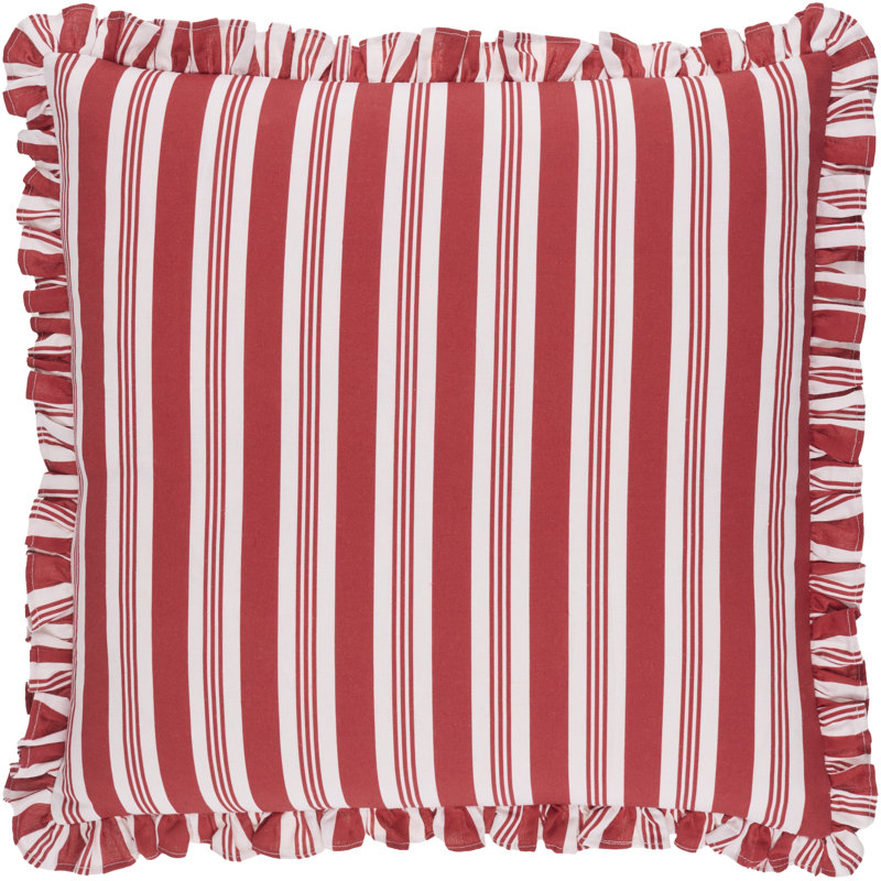 Coussin Aneatra, 18 po x 18 po, Housse de coussin seulement - sans coussin, Rouge à rayures multiples
