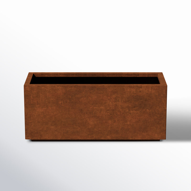 Jardinière en forme de boîte longue en acier Corten, H 16,25 po x l 38 po x P 15 po