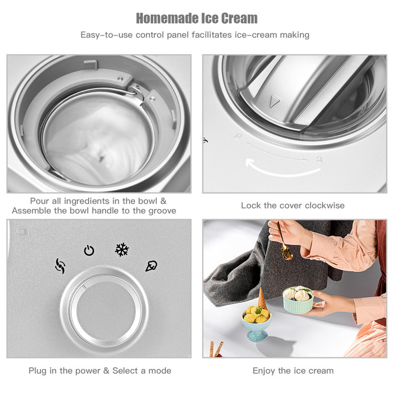 1L Ice Cream Maker, Silver