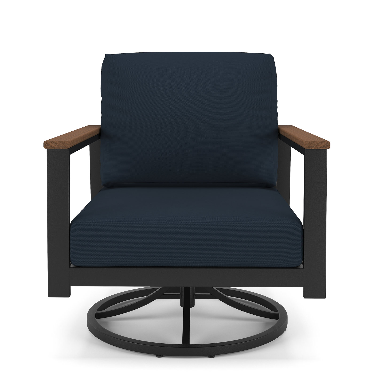 Townsend Outdoor Rocking Metal Chair with Cushions, Canvas Navy Sunbrella® Canvas, Brown, Yes