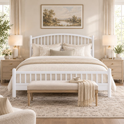 Annam Solid Wood Arch Panel Platform Bed