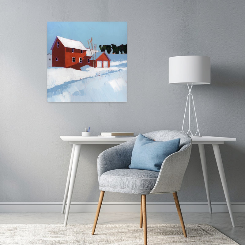 «Quiet Abstract Contemporary Winter Architecture Art», H 24 po x l 24 po