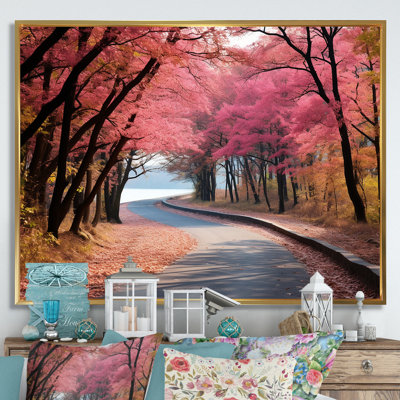 «Rosy Blooming Pathway Into The Forest III - Road», art mural