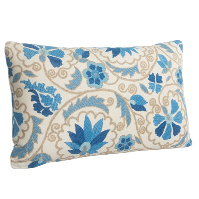 Blue Vine with Knife Edge Accent Pillow