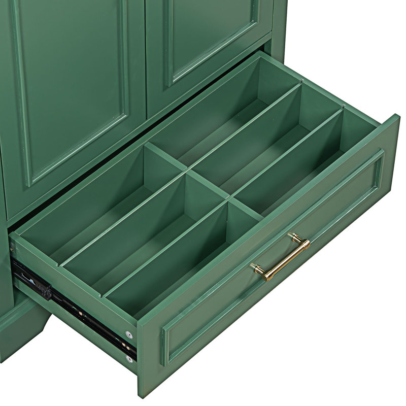 Meuble-lavabo autoportant avec lavabo et rangement, Vert