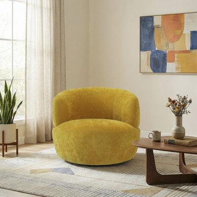 Chaise pivotante en chenille dorée Thornton