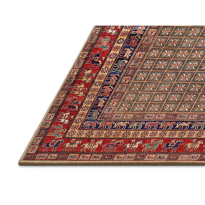 Tapis oriental vert / beige / rouge, Rectangle 8 pi x 10 pi