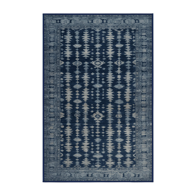 Machine Washable Overdyed Gray Area Rug, Rectangle 6' x 9'