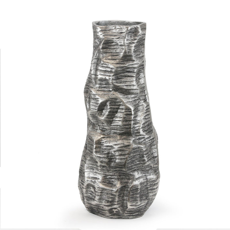 Metal Table Vase, Gold, 15.7" H x 6.7" W x 6.7" D