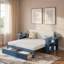 Lit de jour multifonctionnel avec tiroir de rangement, compartiments ouverts et table d'appoint hydraulique-678914095