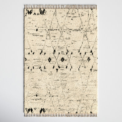 Clive Hand-Knotted Wool Cream/Gray/Black Area Rug