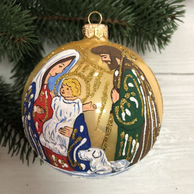 Ornement de collection peint à la main - crèche de Noël 3,9 po