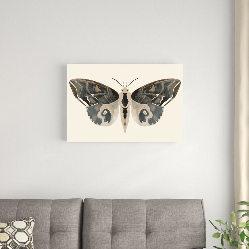 «Neutral Moth II» par Victoria Barnes - peinture sur toile tendue, H 20 po x l 30 po