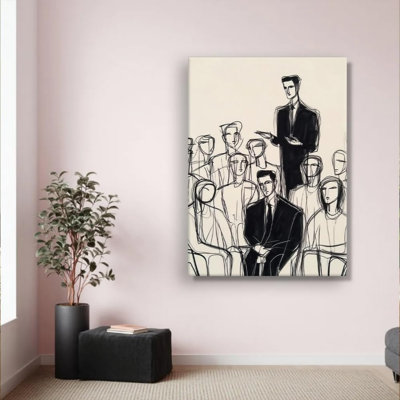 Art mural en toile 24 x 36 pouces, impression abstraite ligne pour salle de réunion