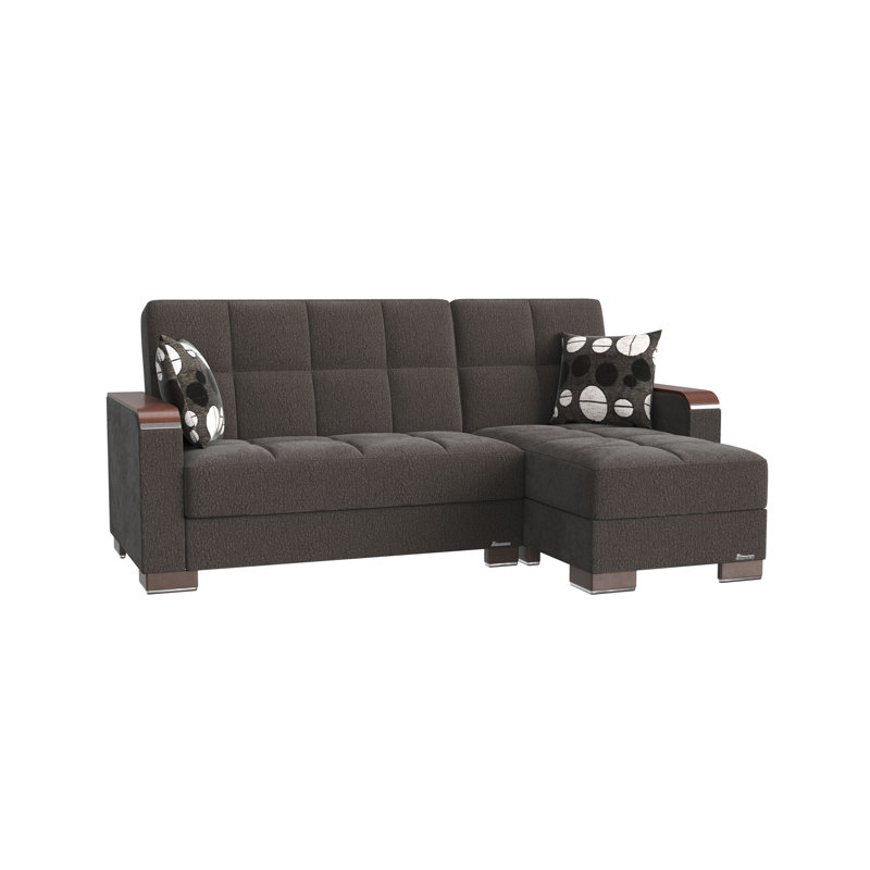Legacy X Reversible L-Shaped Sleeper Sofa & Chaise Sectional w/ Storage Seats for Living Room, Gray Chenille
