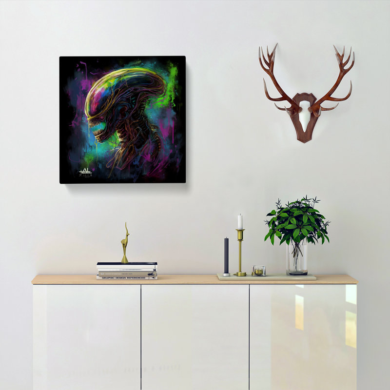 Alien Abstract Art No.1 - Wrapped Canvas, 50cm H x 50cm W x 3cm D