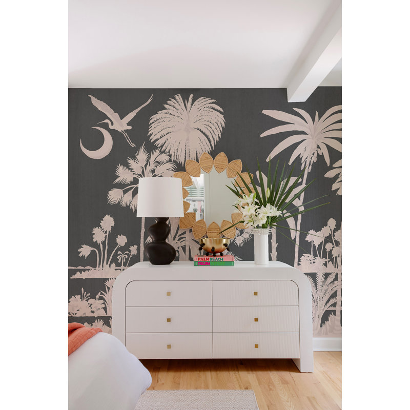 Charleston Marsh Breeze Mural by Megan Molten, Black Blush, Premium Paper